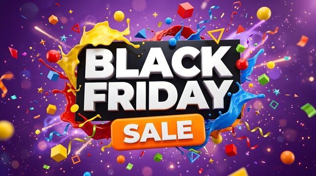 Vibrant black friday sale banner with colorful paint splashes