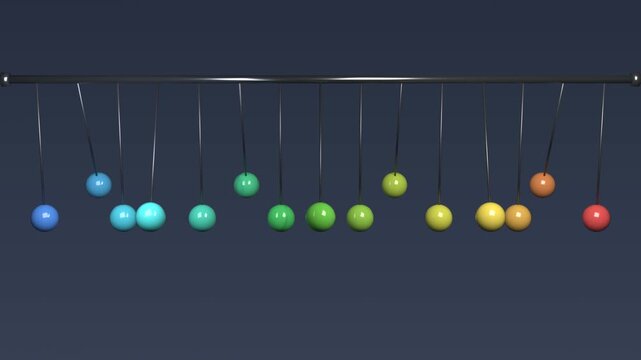 Colorful pendulum wave satisfying motion seamless loop 4K background