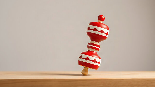 A red and white roly-poly toy wobbling upright on wood, symbolizing resilience.