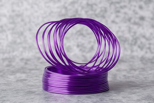 Purple metal spring toy slinky balancing