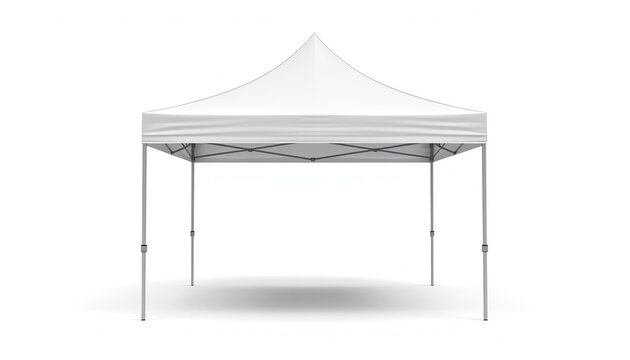 Blank square tent mockup isolated on white background - side view 
