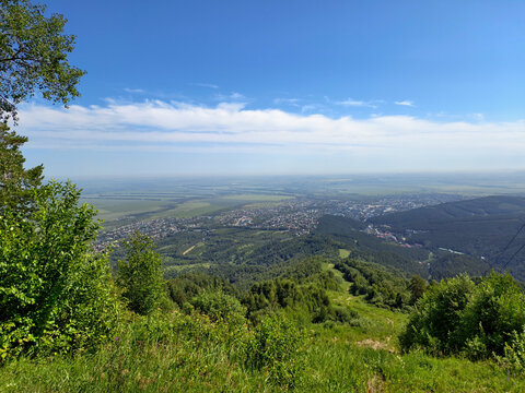 View on town Belokurikha from mount Tserkovka. Altai Krai.