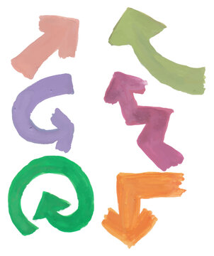 Hand Drawn Colorful Watercolor Arrows Elements Set