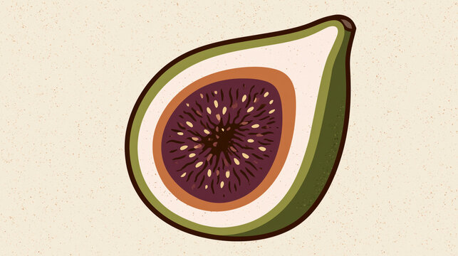 bold retro fig half cartoon illustration on cream background