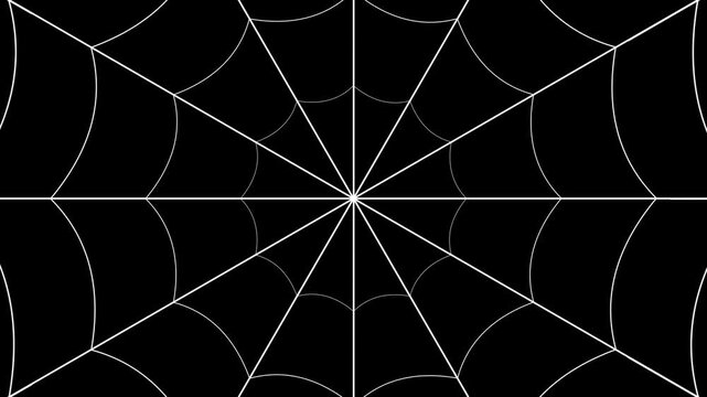 Seamless Spider Web Loop Animation on Black Background, Intricate Halloween Cobweb Pattern Motion, Creepy Gothic Web Texture for Horror Videos, Haunted House Scenes, VFX and Seasonal Content