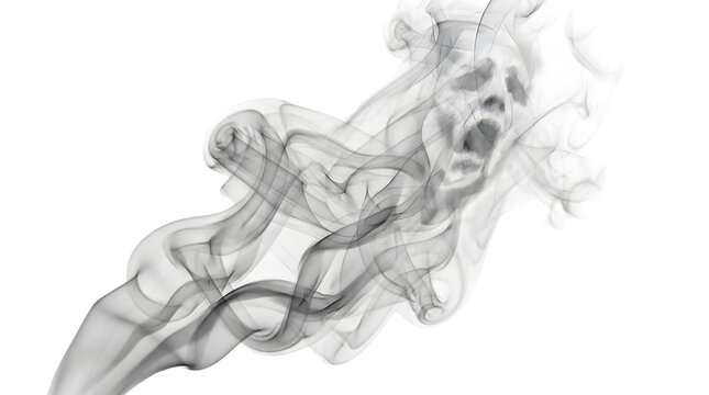 Screaming ghost face formed from swirling grey smoke.