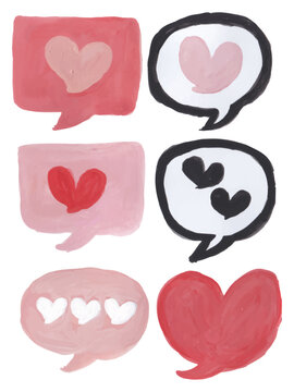 Heart Speech Bubble Elements Set