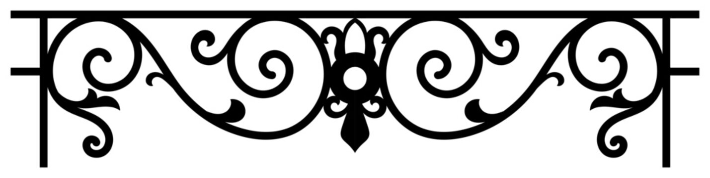 Wrought iron design, vintage scrollwork, vintage iron doors.