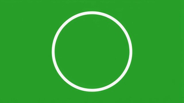 Minimalist white circle animation on green screen, simple geometric shape vector loop, graphic element for video editing and motion graphics
