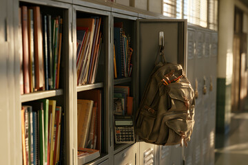 Naklejka premium Lockers for storing items, equipment and educational accessories are ready for the new school year.