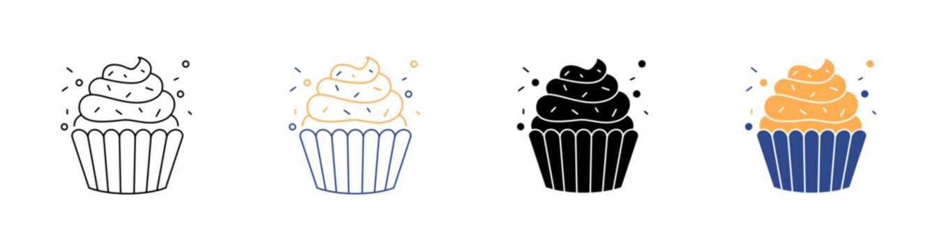 Party Muffin Cream Dessert Celebration Vector llustration Design Pack Icon
