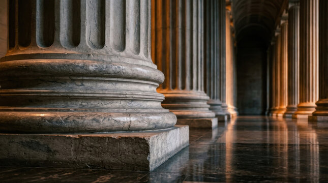 Solid stone base of classical pillar symbolizing strong financial foundation trust and unshakeable institutional strength