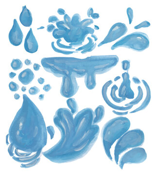 Water Droplets and Splashes Elements Set