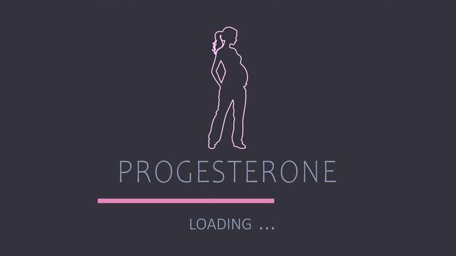 Progress or loading bar showing changes in hormone progesterone level. Silhouette of pregnant woman.
