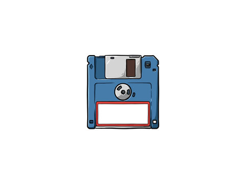 Retro Floppy Disk In Blue Color With Visible Internal Mechanism And Empty Label Area For Old School Computing Vector Illustration