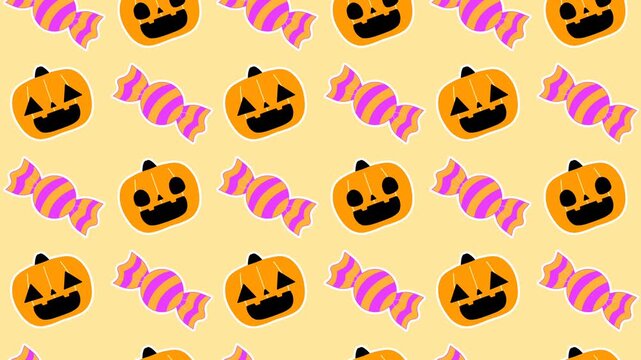 Halloween Background Animation with Jack-o'-Lanterns and Candy