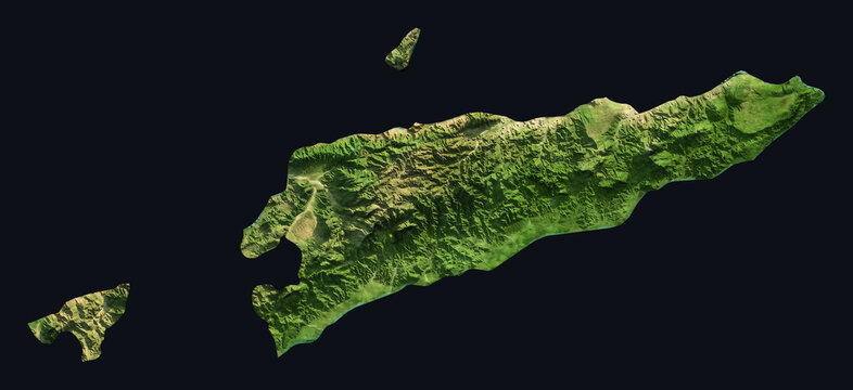 Timor-Leste Shaded Relief Map. Hillshaded physical terrain map illustration. Timor-Leste elevation, topography, and landforms.