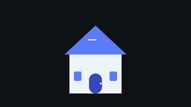 Website homepage navigation house icon animation for real estate application digital interface and smart home control panel UI
