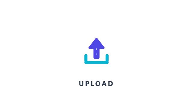 Cloud storage file upload arrow animation for website data transfer digital sharing application and user interface upload button