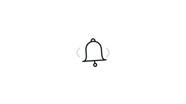Ringing bell notification alert outline icon animation for mobile application push message reminder and website inbox user interface