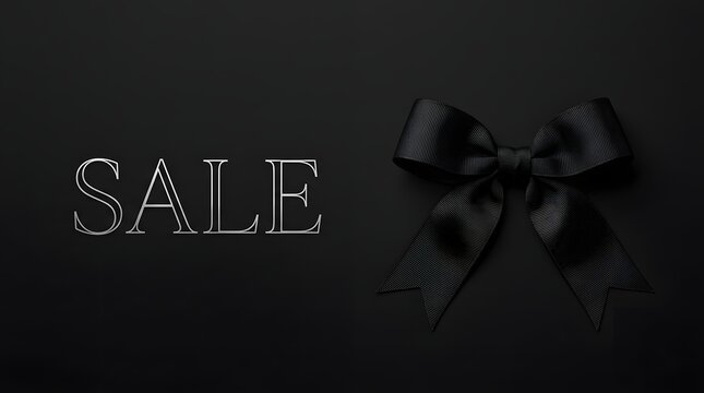 Black friday sale concept with a black ribbon on a dark background