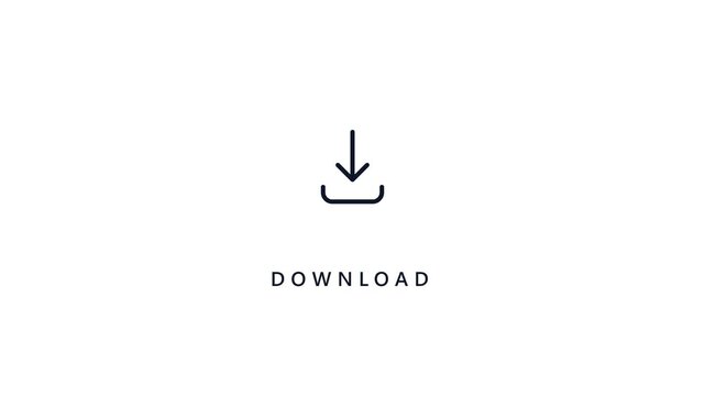 Download file arrow outline icon animation for internet cloud storage data transfer and digital web application user interface web design