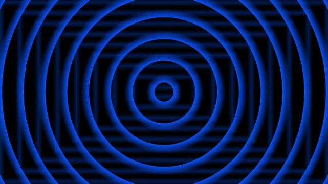 Abstract Blue Glowing Concentric Circles Expansion Motion
