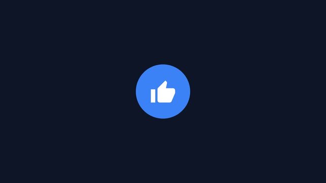 Social media blue thumbs up like button animation for digital marketing engagement and customer positive feedback user interface