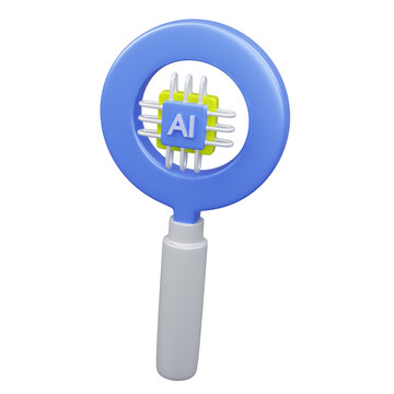 AI Chip 3D Render in Circular Technology Interface for Artificial Intelligence