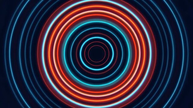 Mesmerizing red and blue pulsating waves expanding outward with hypnotic motion and vibrant colors