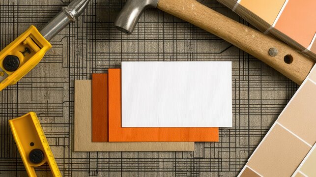 DIY Design Hammer, Ruler, Color Swatches Blank Card