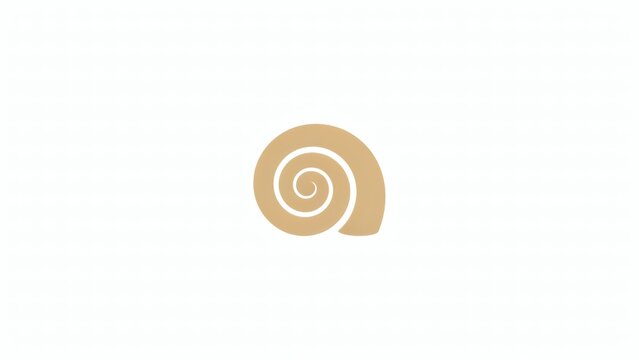 Minimalist tan spiral shell icon isolated on clean white background graphic design element with shell centered