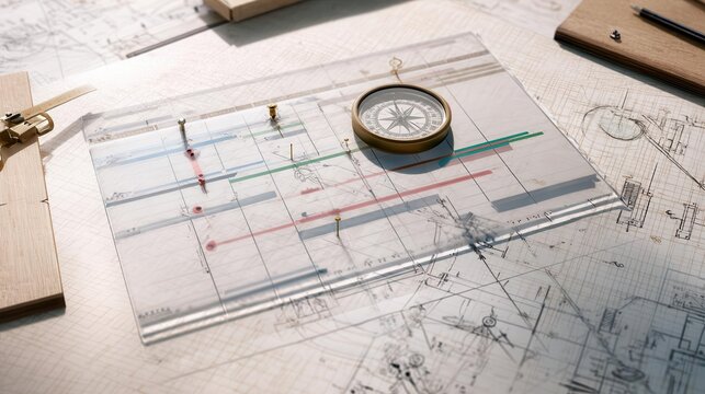 Elegant Architectural Planning with Compass and Drafting Tools
