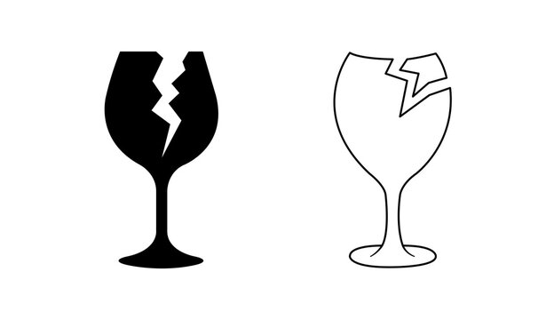 broken glass icon outline set
