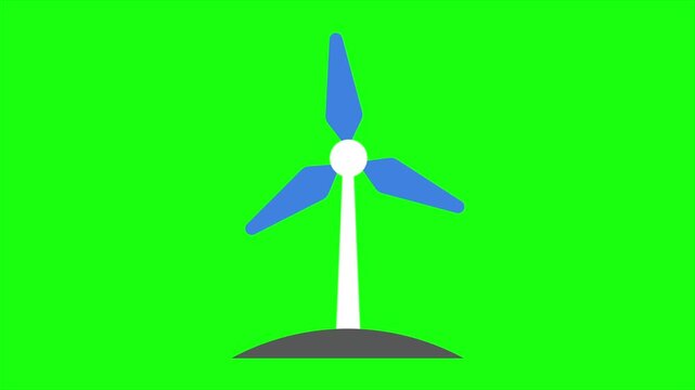 Wind turbine green screen animated video for renewable energy projects