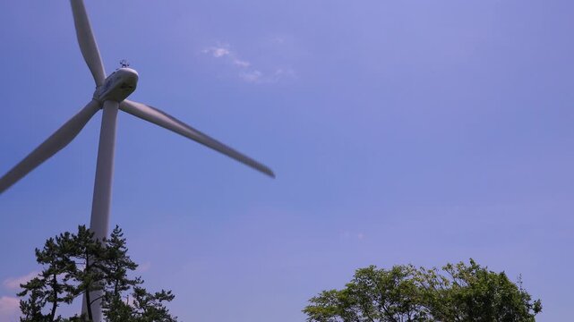 Wind Turbine Rotating at Aoyama Plateau, Mie Japan (4K Standard)