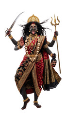 Obraz premium Goddess kali with sword and trident isolated on transparent background
