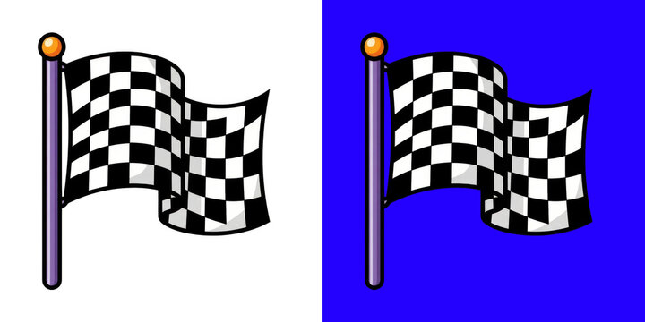 Checkered racing flag pole icon