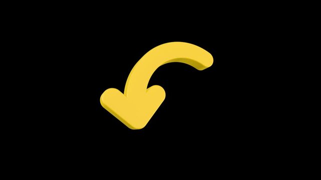 3D-style curved yellow arrow pointing down and to the left