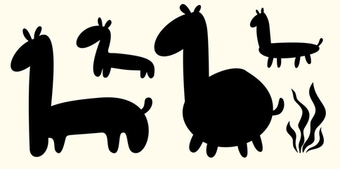 Obraz premium collection of cute animal shapes including a large llama