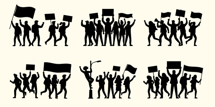 crowd of people protesting with banners and protest signs