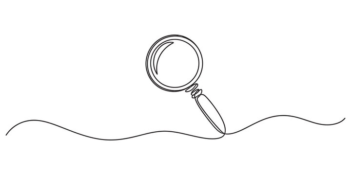 Continuous line drawing of a magnifying glass