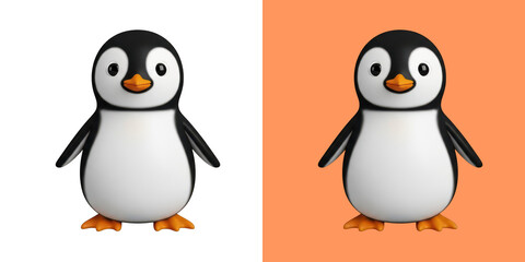 Fototapeta premium Cute little penguin character 3D render for kids graphic design