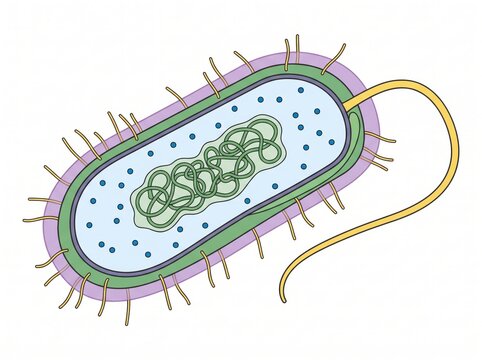 Bacterial cell anatomy and structure diagram with bacteria microbiology prokaryote microorganism structure flagellum cellular organism genetics pathogen education research scientific