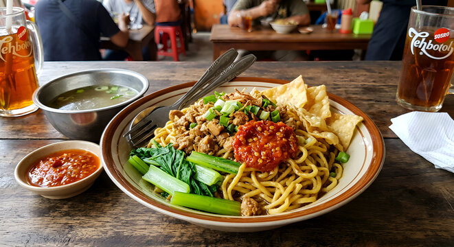 Spicy mie on the table