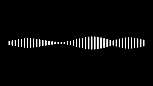 Minimalist White Sound Wave Visualization on Black Background.