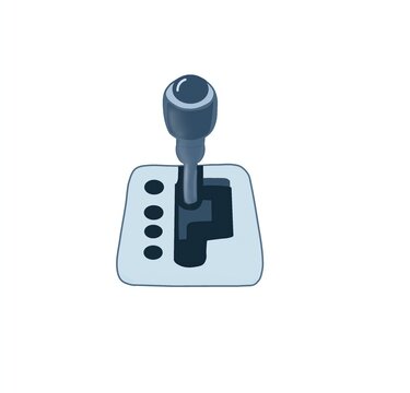 Illustration of an automatic car gear shift lever. Perfect for automotive design, car tutorials, driving school materials, and transport icons isolated on white background