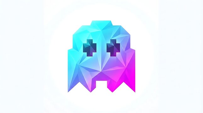 Geometric ghost icon digital art