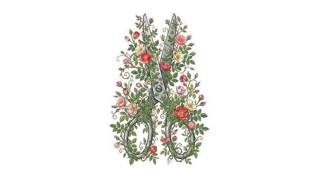 Floral scissors nature concept