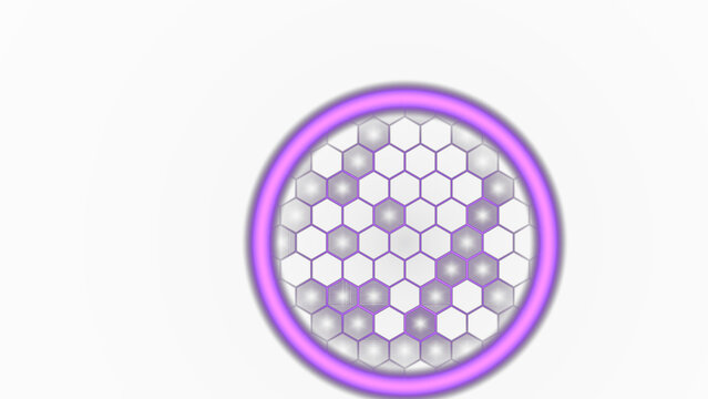 Purple Hexagon Energy Shield Overlay, Isolated on Transparent Background. Isolated glowing hexagon energy shield for VFX, motion graphics and cinematic compositing.